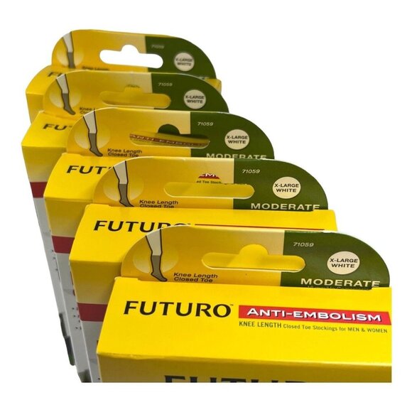 Futuro Unisex XL Anti Embolism Knee Length Closed Toe Stockings White 71059 5 P - Picture 2 of 4